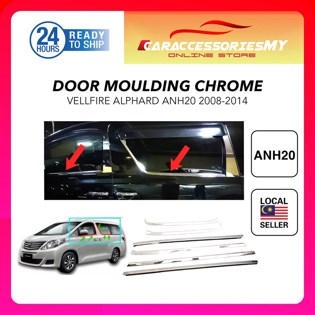 Toyota Alphard Vellfire ANH20 2008 2014 Window Moulding Chrome Door