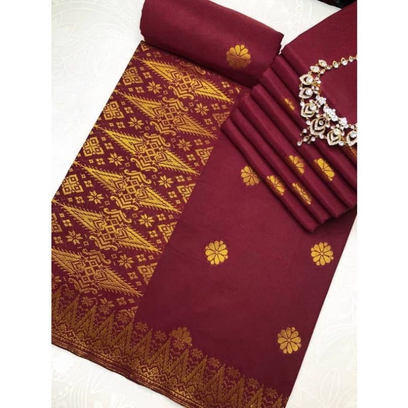 Kain Songket Tenun Bunga Tabur Songket Tabur Wrna Gold Shopee