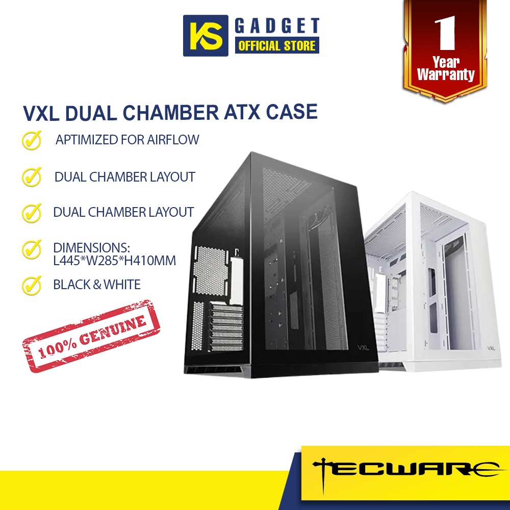 Tecware Premium VXL TG ATX Gaming Case Dual Chamber High Airflow