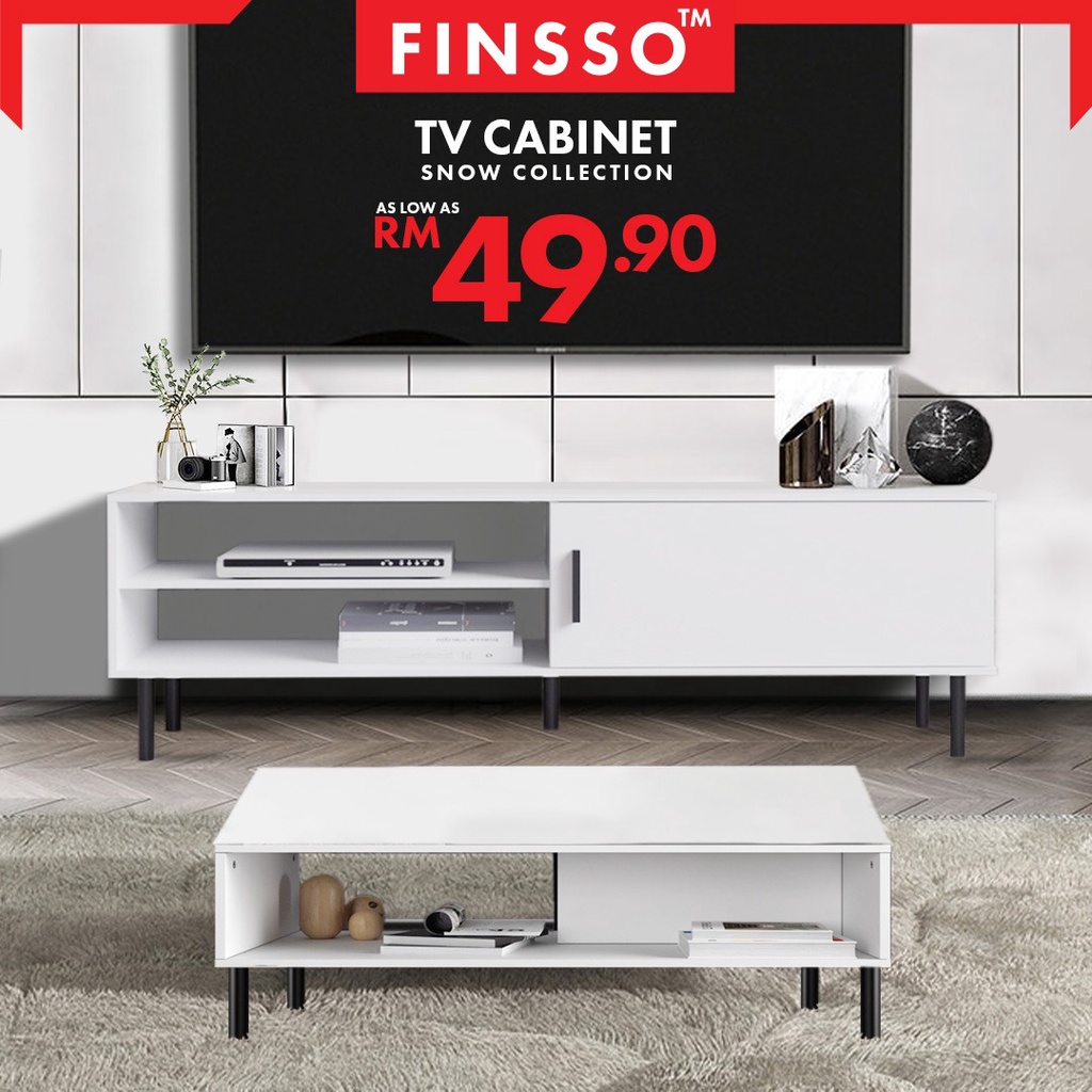 Finsso Snow Series Adjustable Height Tv Cabinet With Storage