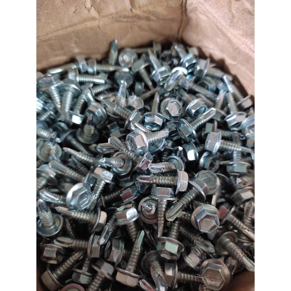 Zinc Plated Hexagon Head Self Drilling Screw Skru Bumbung Atap Shopee