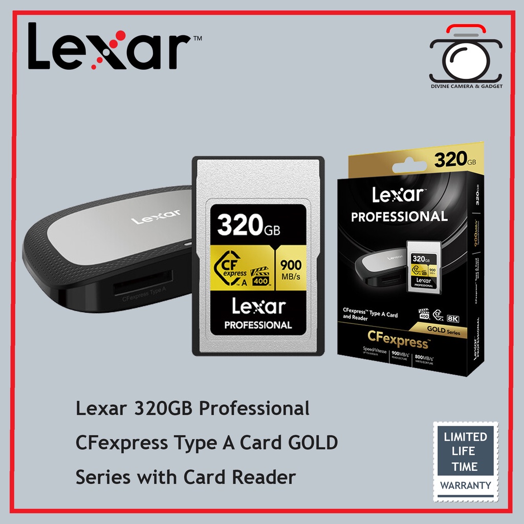 Lexar 320GB Professional CFexpress Type A Card GOLD Series With Card