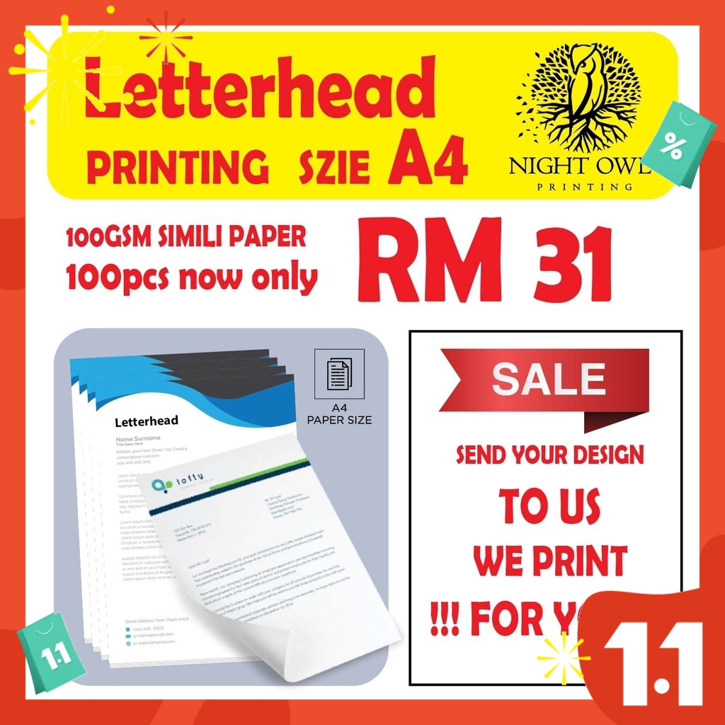 Letterhead Printing A Gsm Simili Paper Shopee Malaysia