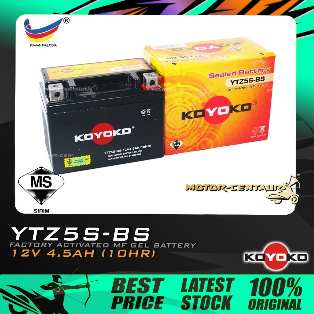 Bateri Motosikal Koyoko Gel Battery Ytz S Bs Bt V Ah Hr Ytz