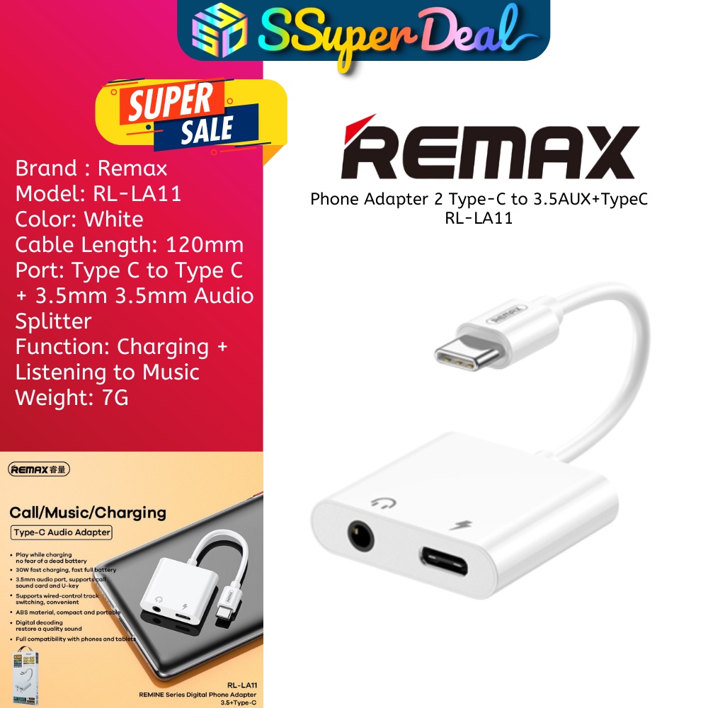 Remax Remine Series Phone Adapter Type C To Aux Typec Rl La