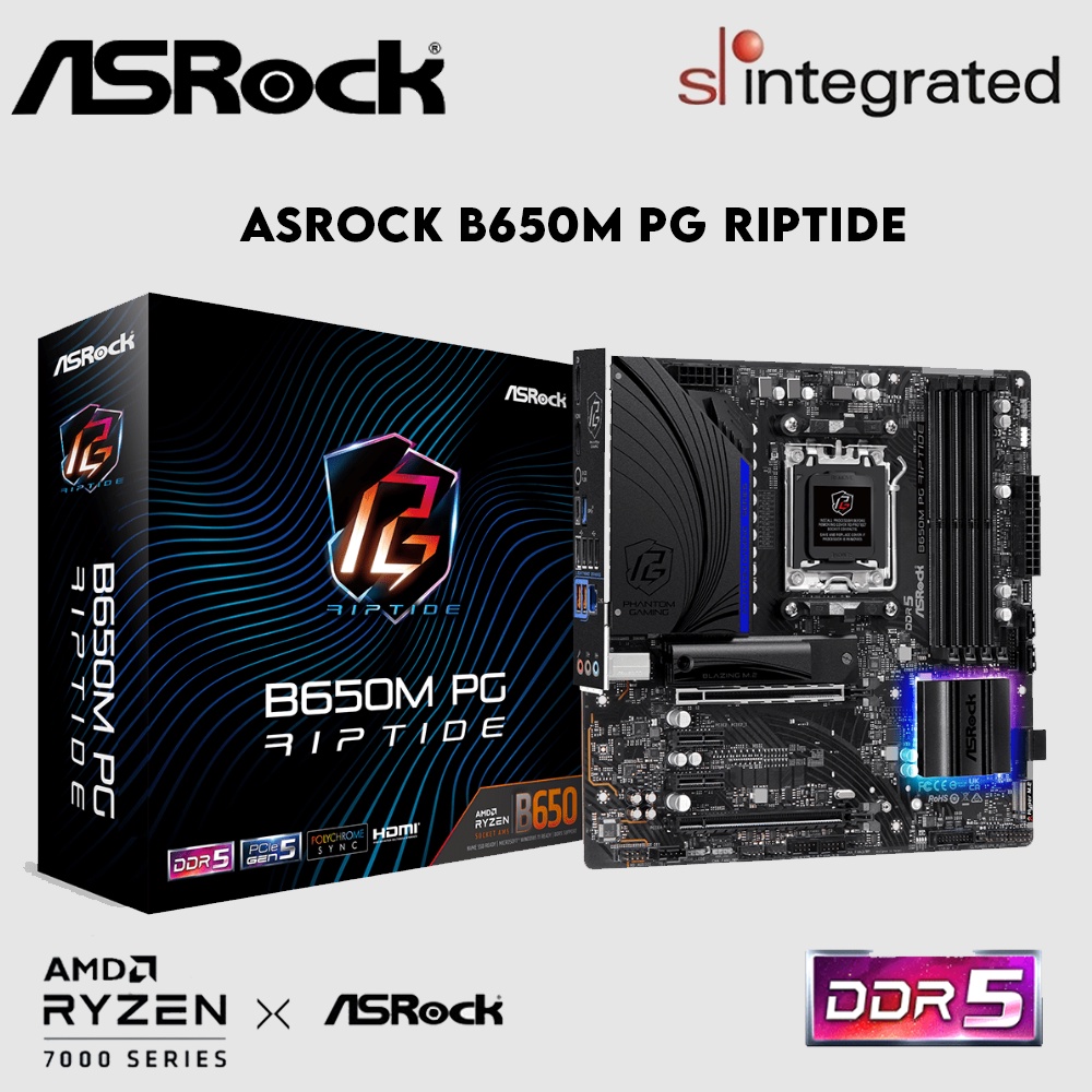 ASRock B650M PG Riptide AM5 M ATX Gaming Motherboard AMD 7000 Series