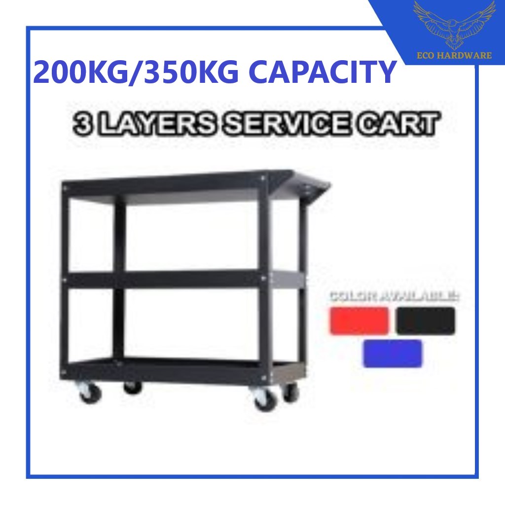 Heavy Duty 3 Layer Service Cart Tools 3 Tier Metal Steel Tool Cart