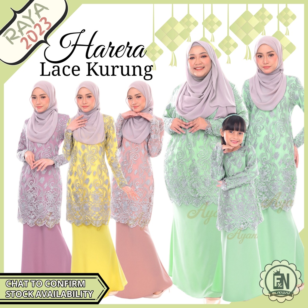 Baju Kurung Lace Harera 4322 Raya 2023 Ayanna Plussize Sedondon Ibu