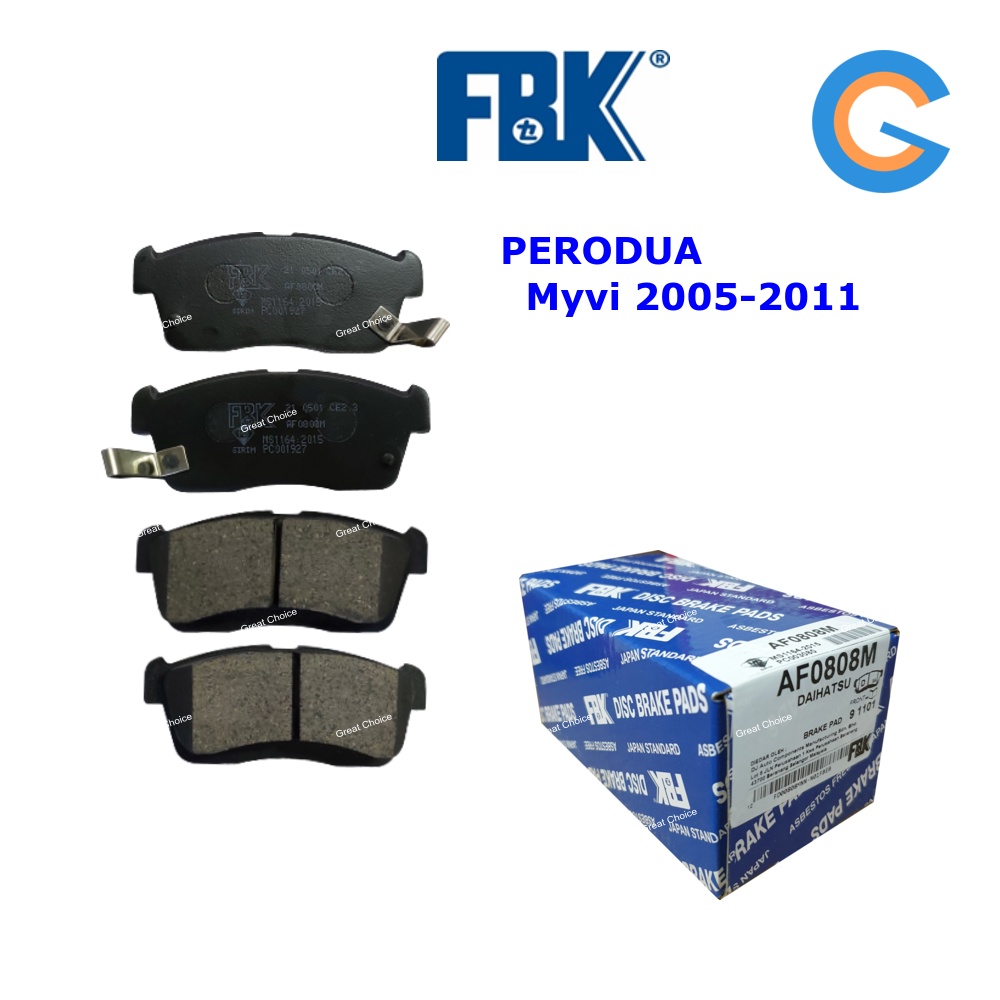 Fbk Myvi Front Disc Brake Pad Perodua Af M Af Shopee