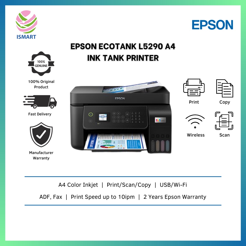 Epson Printer L5290 EcoTank A4 Ink Tank Print Scan Copy With ADF