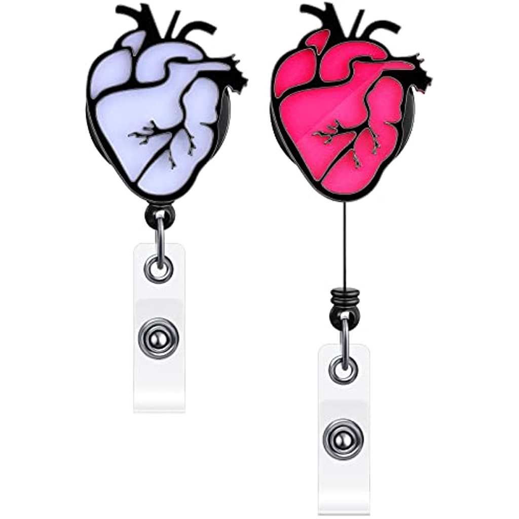 Pack Heart Badge Reels Nurse Id Card Holder Retractable Cardiac Badge