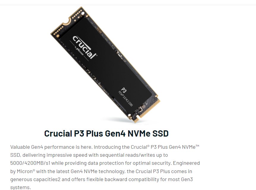 Crucial P3 P5 PLUS P3 500GB 1TB 2TB 4TB NVMe PCIe Gen 3x4 M 2 2280