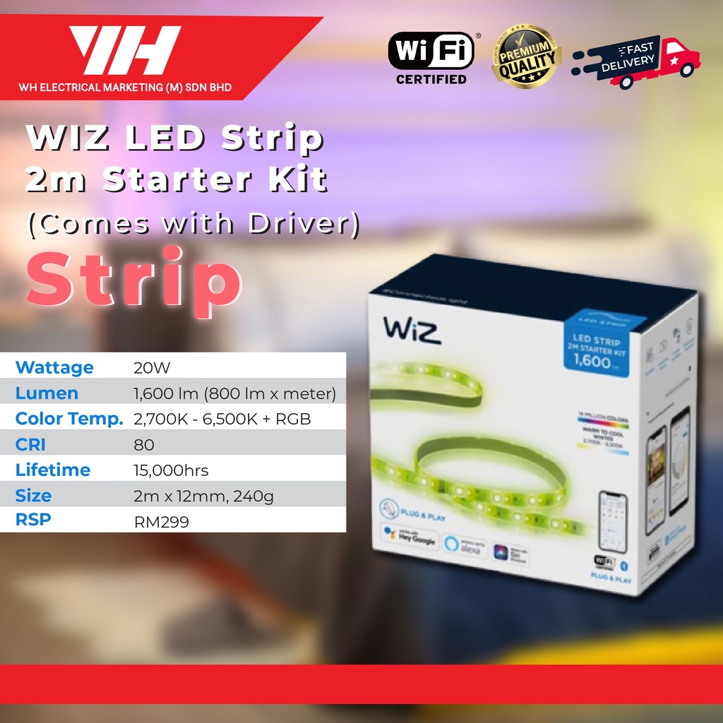 Philips Wiz Smart Lighting White And Coloured Led Strip 2 Meter Starter Kit 16 Million Colours 0459