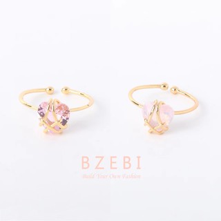 BZEBI Gold Plated Barbie Ring Pink Heart Zircon Adjustable with Box 406r-1