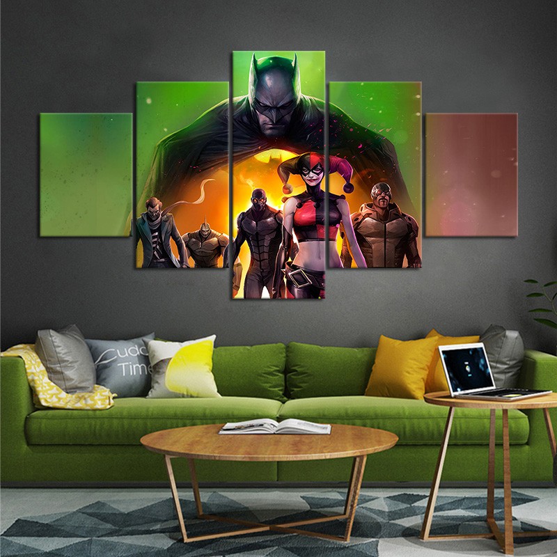 5 Panels Justice League Batman Dc Movie Poster Harley Quinn Wall