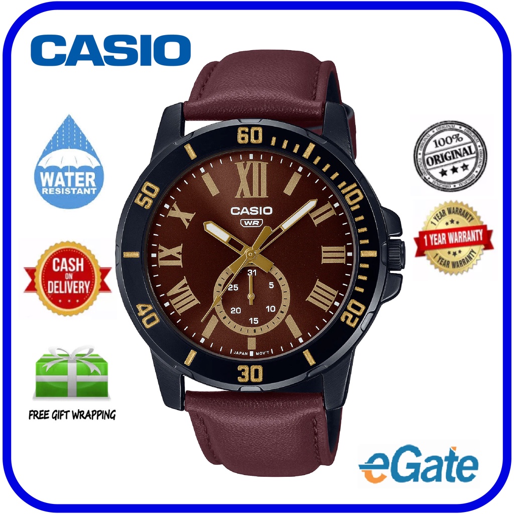 Casio Brown Leather Analog Men's Watch MTPVD200BL5B Shopee Malaysia