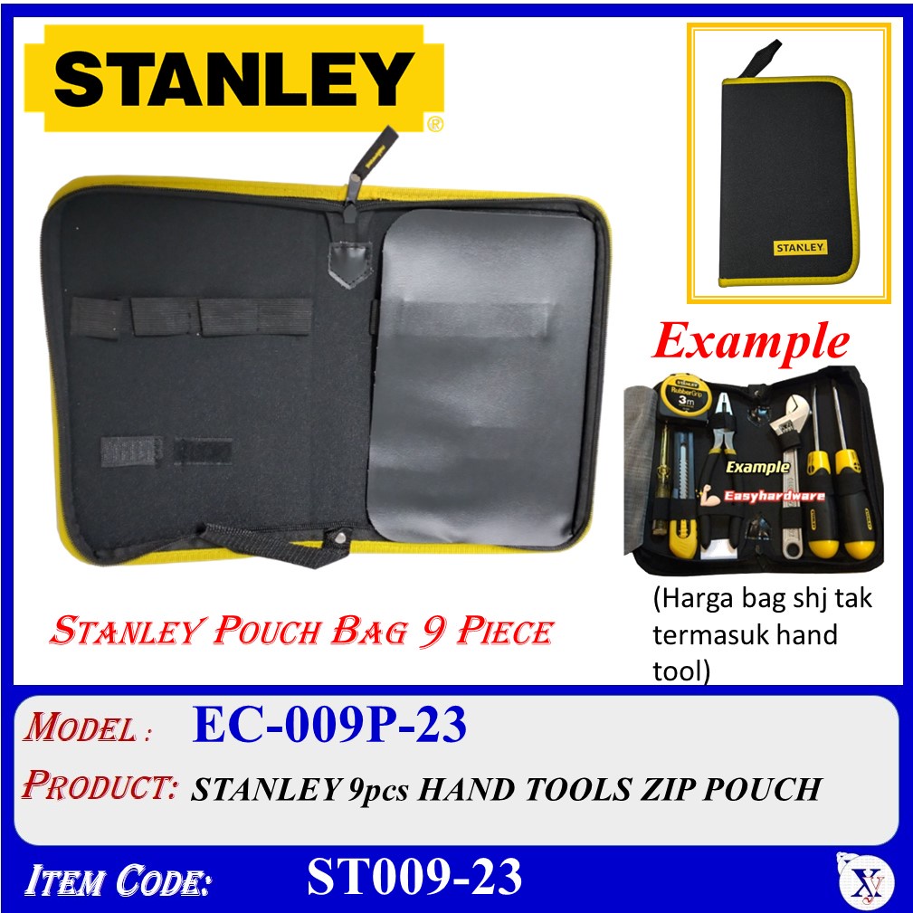 ST00923 EC009P23 STANLEY HAND TOOLS ZIP POUCH BAG 9 piece / TOOL BAG