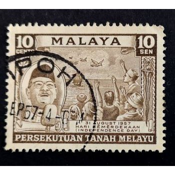 31 Aug 1957 Malaya Hari Kemerdekaan (Independence Day) used stamp 