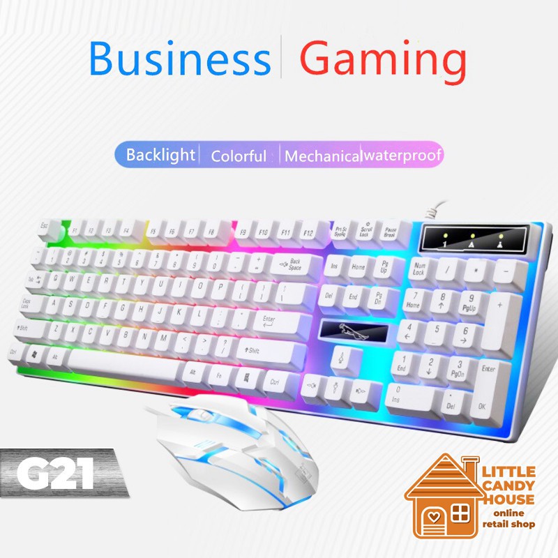 LED Gaming Keyboard Mouse, Elegant Slim USB Wired Keyboard, LED Tetikus
