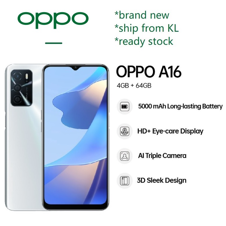 OPPO A16 Silver 64GB ROM + 4GB RAM + 5000mAh + AI Triple Camera + Space ...