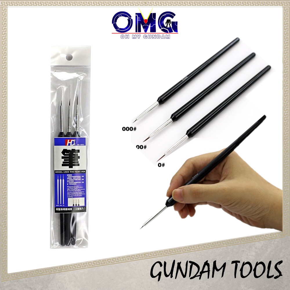 Tool HD Paint Brush Pen 0 00 000 Set of 3 Gundam Brush Pen Paint Brush Colouring Pen Painting