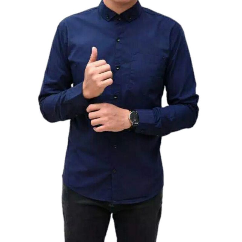 KEMEJA 12.12 Eleven different colors Men's Plain Slimfit Long Shirts Maroon White Black Navy Light gray Blue Softblue Men's Slimfit Casual Plain Shirts Long Sleeve Pique Men's Slimfit Long Shirts Maro