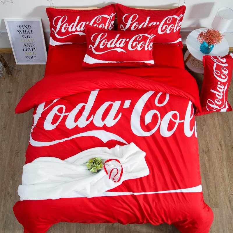 4pcs Bedding Set Cartoon Coca Cola Quilt Cover 1 5m Shopee Malaysia