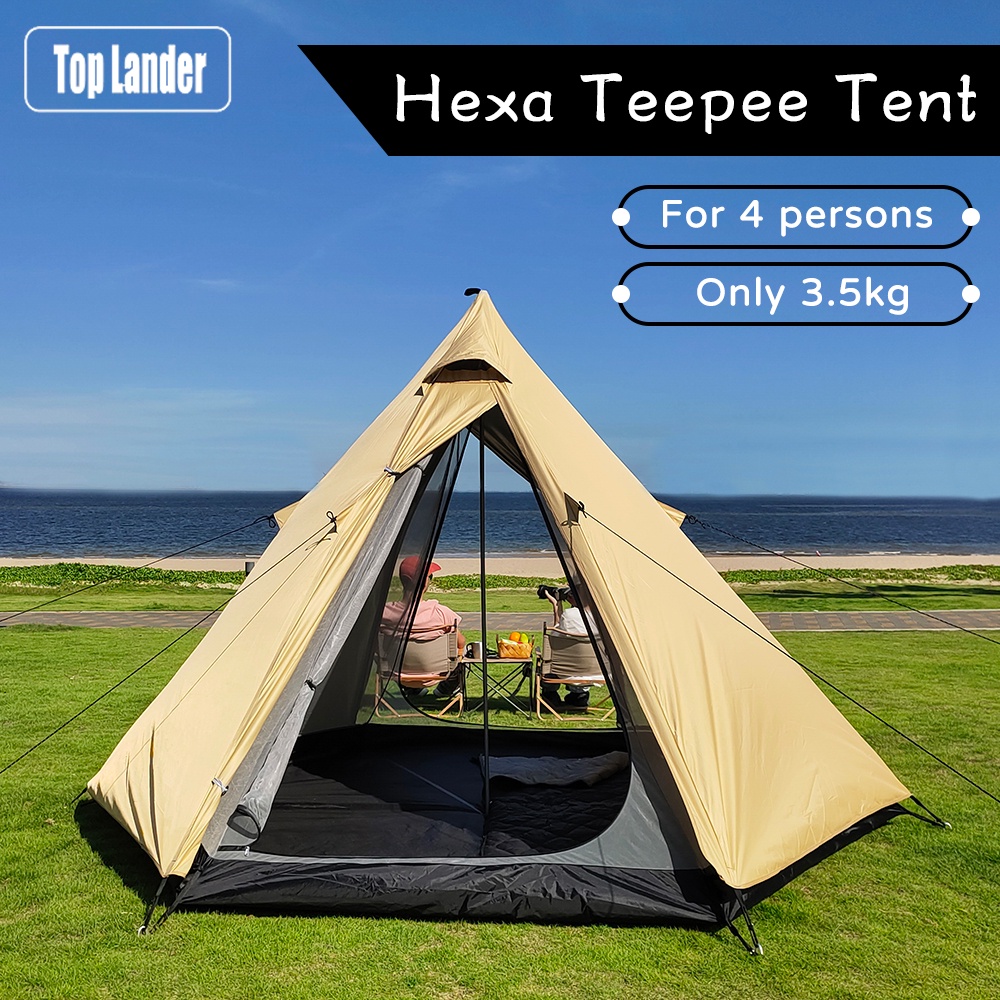 [Top Lander] Ultralight Pyramid Tent 4 person Outdoor Camping Complete