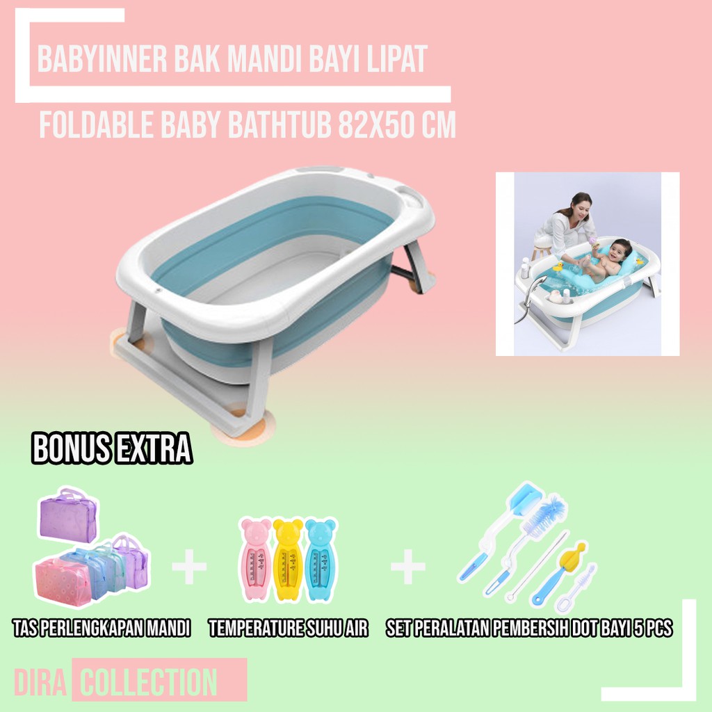 Practical Foldable Baby Bath Tub + Temperature Control Bonus + Toiletry Bag Shopee Malaysia