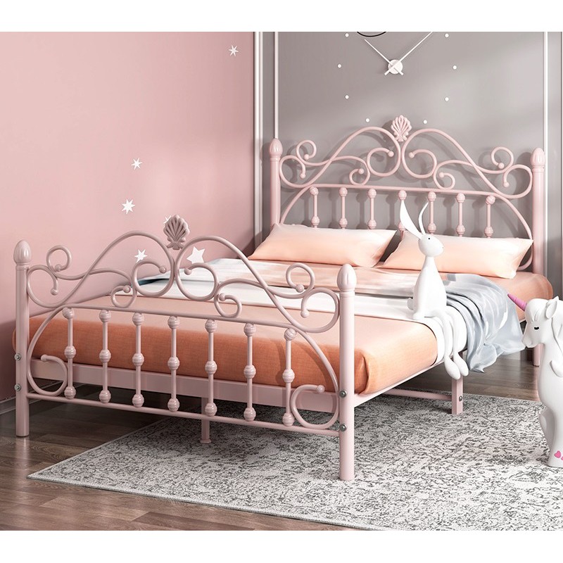Princess Pink Wrought Iron Bed, Queen Size Black Wrought Iron Bed