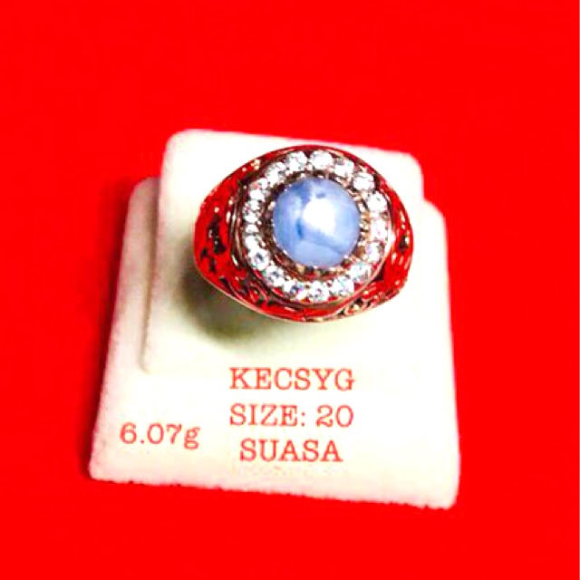 Cincin Emas Gold 375 Suasa Batu Nilam Sapphire Handmade 6 07g Shopee Malaysia