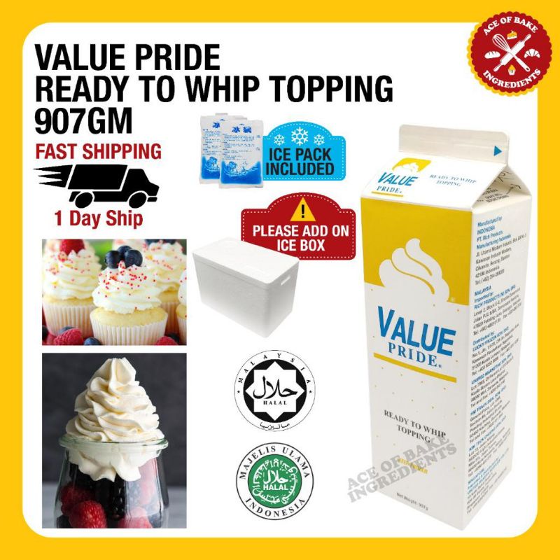 Value Pride Ready To Whip Topping Cream 907gm 