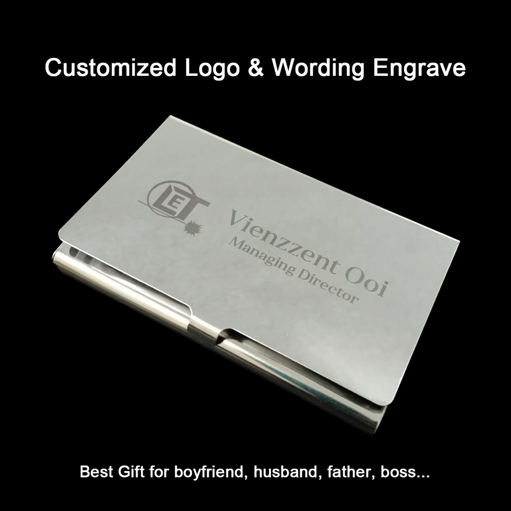 CUSTOM MADE ENGRAVING Personalized Stainless Steel Business Card Holder Name Card Box Best Gift