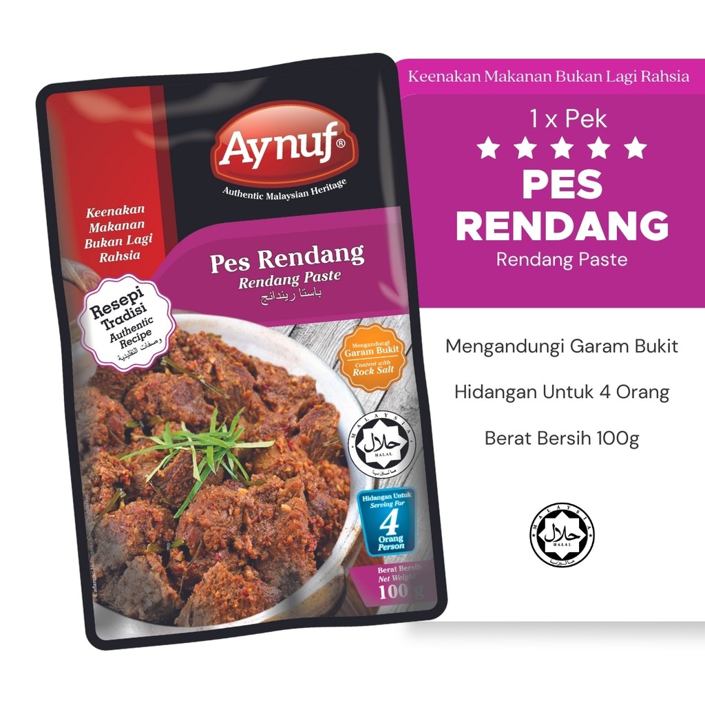 Pes Rendang Aynuf Cooking Paste Perencah Masak Masakan Rempah Cepat Murah Minang Ayam Dendeng Halal Tok Maman Daging Shopee Malaysia
