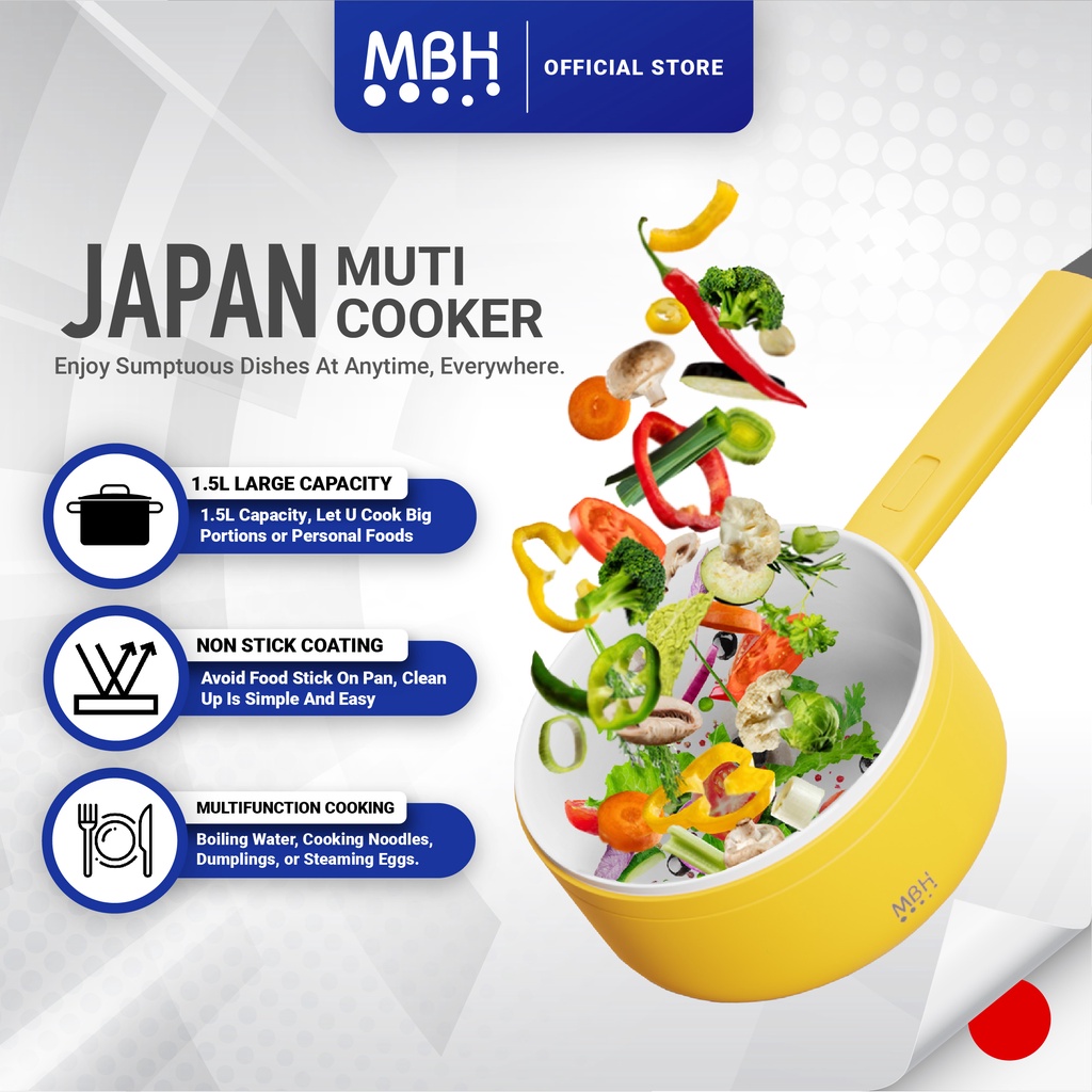 MBH Japan Multifunctional Electric Pot Cooker Electric Skillet Household Fry Cooking Stew Electric Cooking Pot