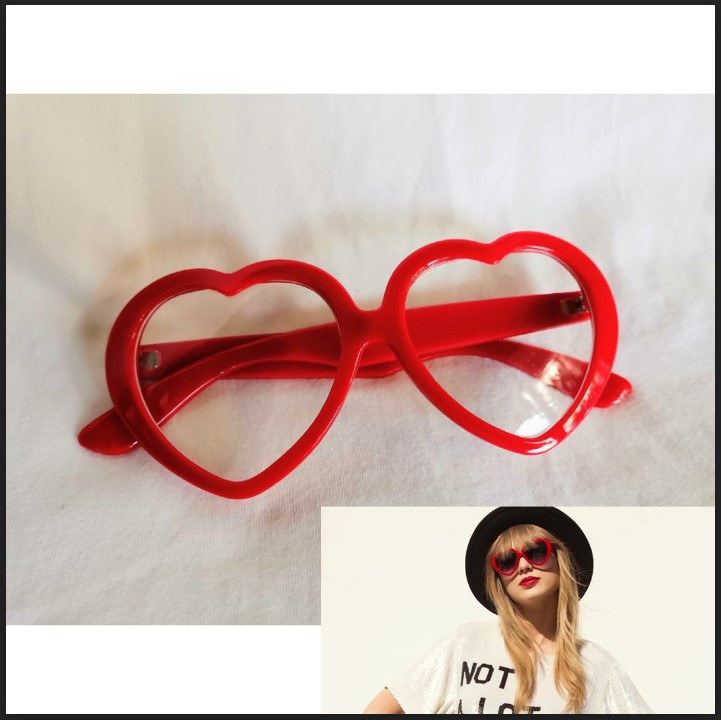 Taylor Swift cute love red heart shape glasses specs spectacles(from '22' MV)limited edition merchandise可爱红爱心眼镜明星同款限量版周边