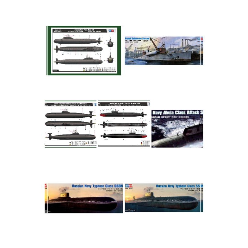 Submarine Russian Typhoon Russian Akula Russian Navy SSGN Oscar ll Kursk Cruise Missile Submarine 1/350 Hobby boss