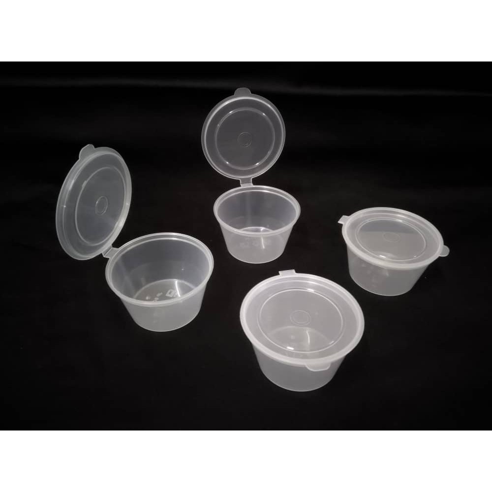 2oz / 50ml Small Plastic Round Container Hinged Lid / Bekas Plastik