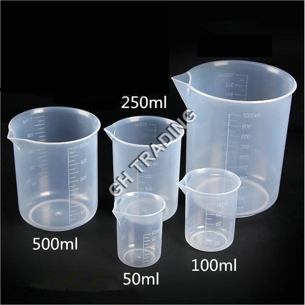 Beaker Plastic Kitchen Jug Measuring Cup Lab Beaker 烧杯 Bikar 50ml 100ml 250ml 500ml 8249