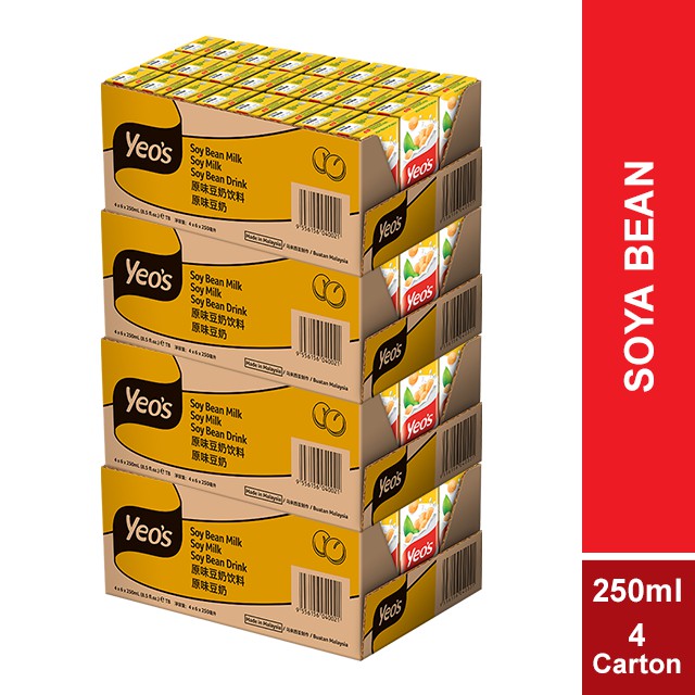 YEO'S Asian Drink Soya Bean Tetra Box (24 x 250ml) X 4 Carton [KL& Selangor Delivery Only]