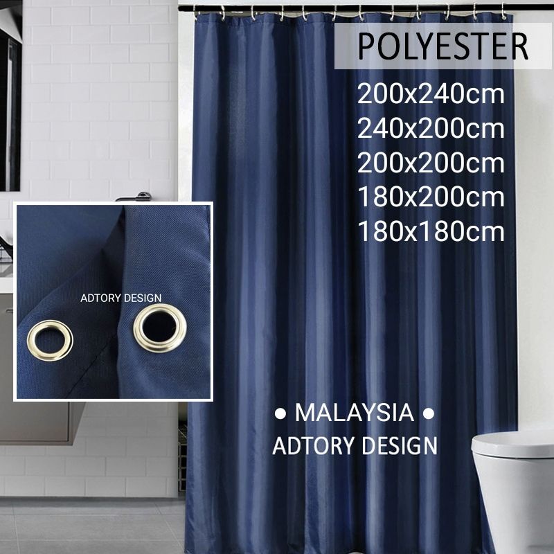 Adtory Premium Long Wide Shower Curtain, Dark Blue And Grey Shower Curtain