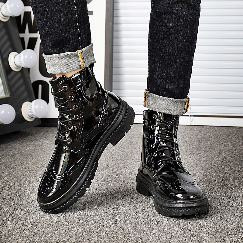 leather shiny boots