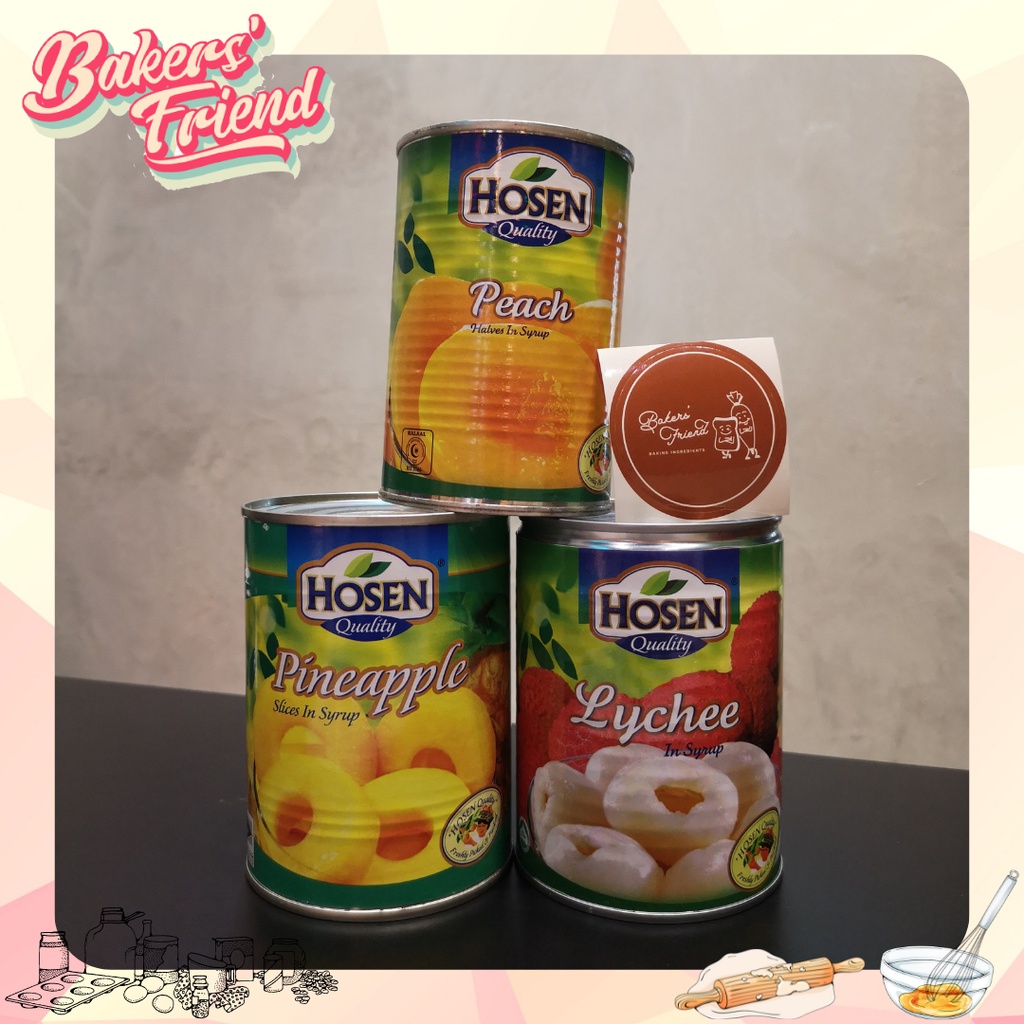 HOSEN Canned Fruit in Syrup (Pineapple Slices/ Lychee/ Peaches Halves
