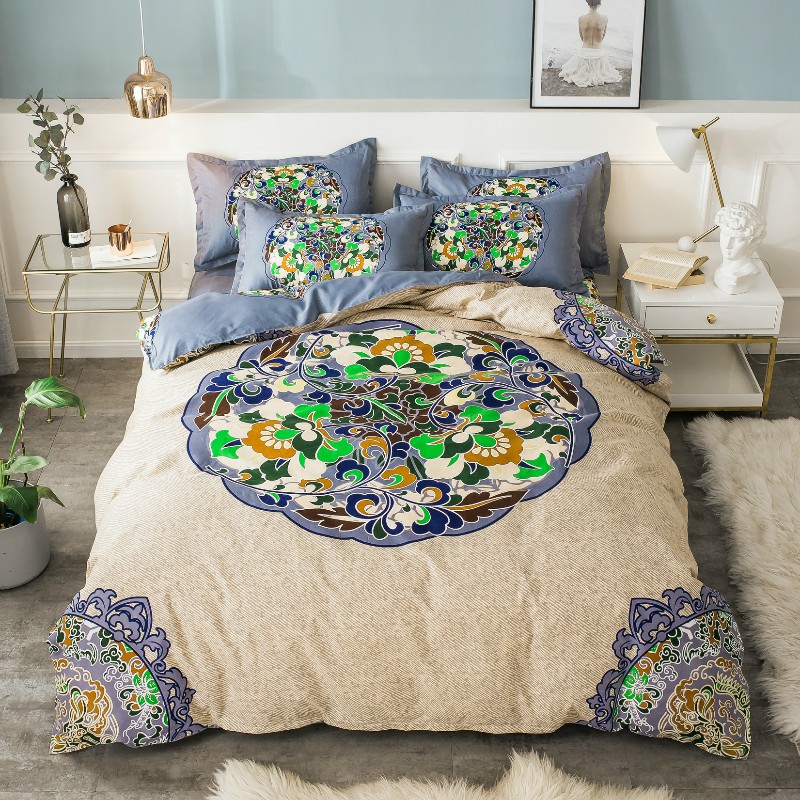 Modern Bed Linen Mandala Fower Print Duvet Cover Bedding Set Super