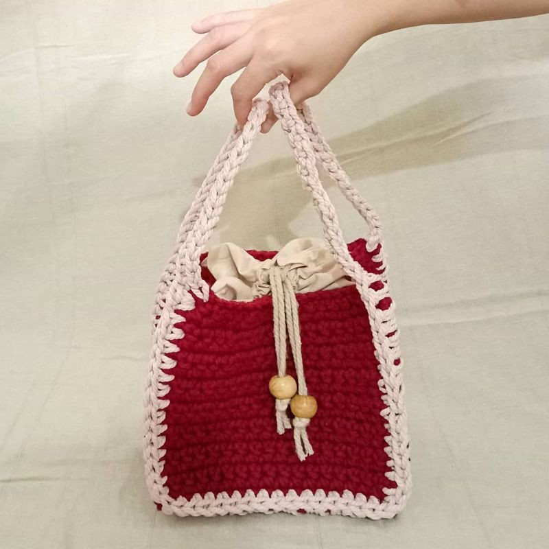 Square Crochet Bucket Bag | Shopee Malaysia
