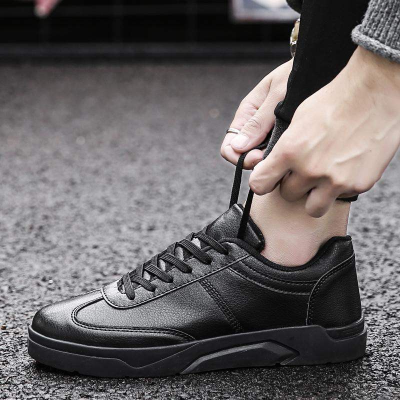 all black leather running shoes