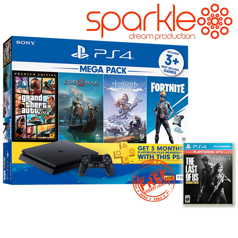 Sony PS4 Slim 1TB Mega Pack (GTA 5 Horizon | God Of War | PlayStation 4 FREE TLOU Year Malaysia Warranty) | Shopee Malaysia