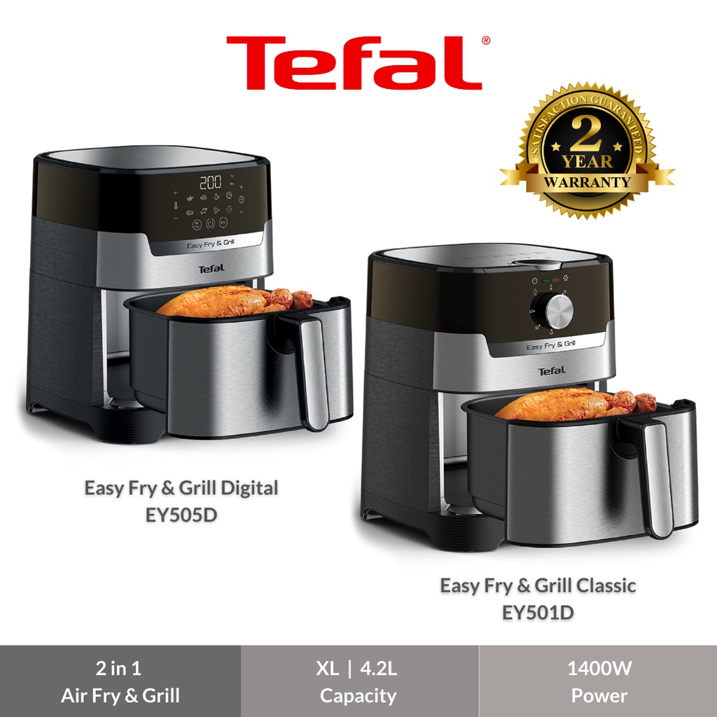 TEFAL Meca Air Fryer - Easy Healthy 2 In 1 Oil Free Air Fry & Grill 4 ...