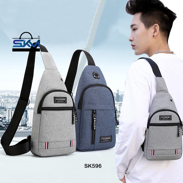 SKM Men's Sling Bag Casual Simple Fashion Waterproof Nylon Messenger Chest Crossbody Bag Beg Lelaki Murah SK596