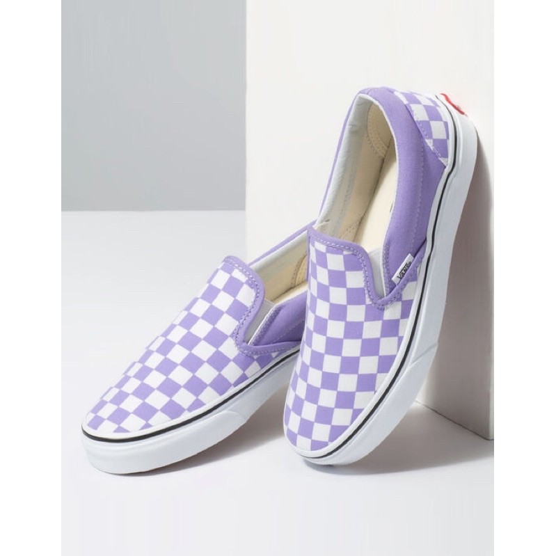 purple checkered shoes